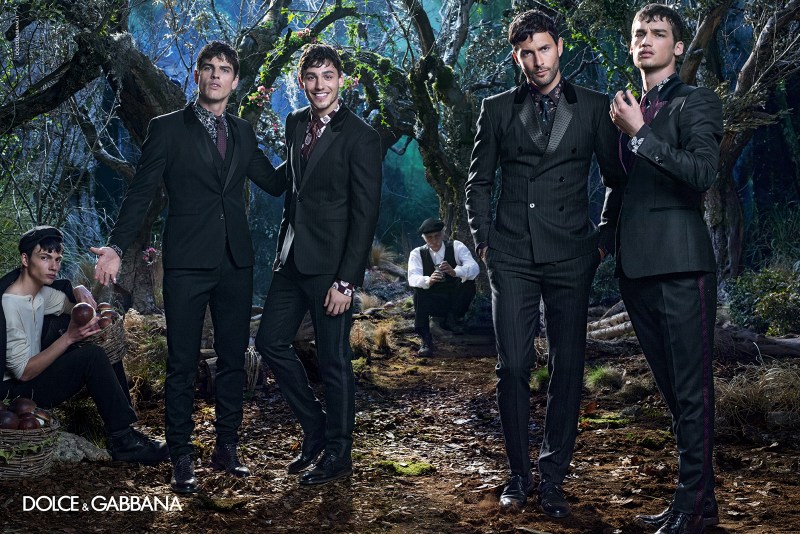 –Dolce &amp; Gabbana designer Domenico Dolce photographs the Italian fashion label’s fall/winter 2014 advertising campaign. Posing for the engaging campaign photos, models Evandro Soldati, Mariano Ontañon, Miks, Misa Patinszki, Noah Mills and Ryan Barrett come together to model the regal designs for fall/winter 2014. Using the Norman kings of Sicily as their muse for the season, designers Domenico Dolce and Stefano Gabbana dream up a rich outing with printed suiting and sportswear for a culturally rich treatment of menswear