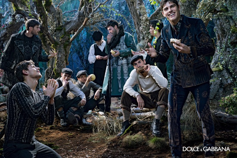 –Dolce &amp; Gabbana designer Domenico Dolce photographs the Italian fashion label’s fall/winter 2014 advertising campaign. Posing for the engaging campaign photos, models Evandro Soldati, Mariano Ontañon, Miks, Misa Patinszki, Noah Mills and Ryan Barrett come together to model the regal designs for fall/winter 2014. Using the Norman kings of Sicily as their muse for the season, designers Domenico Dolce and Stefano Gabbana dream up a rich outing with printed suiting and sportswear for a culturally rich treatment of menswear