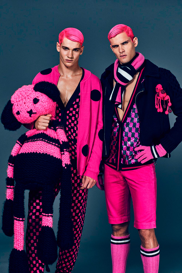 Liam Vandiar and Matty Carrington shot by Mark Cant and styled Joseph Kocharian with FW15 pieces from Moschino, Sibling, Givenchy and more, for the latest issue of Attitude magazine.